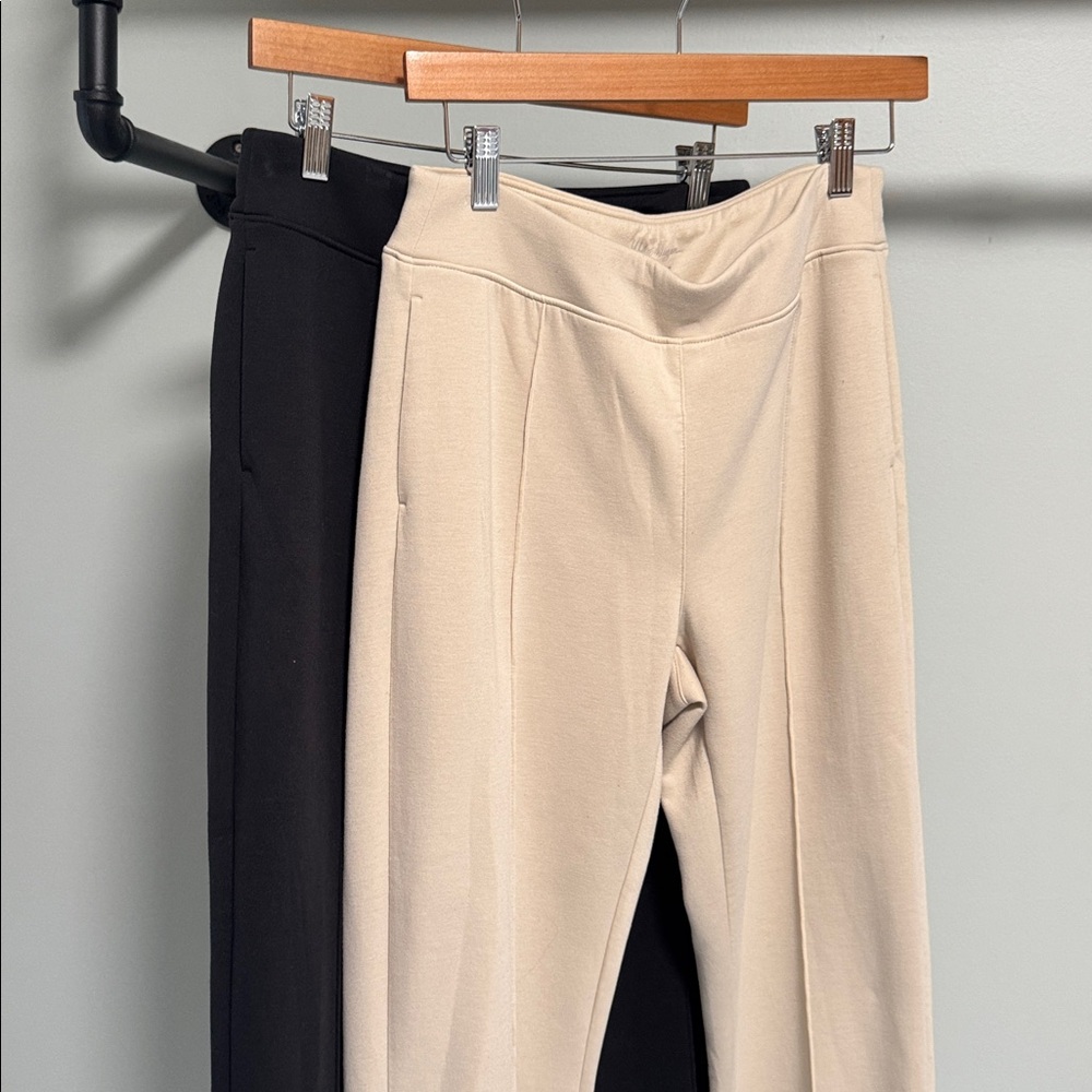 2 Pairs Walter Hagen Black and Beige Slim Ponte Ankle Pants